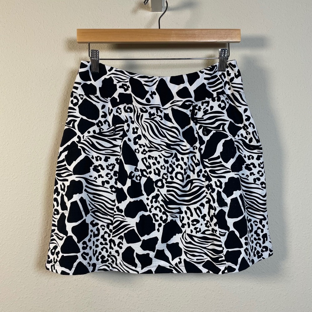 IBKÜL Animal Print Athletic Skort Womens Small Black White UPF 50+ Golf Tennis